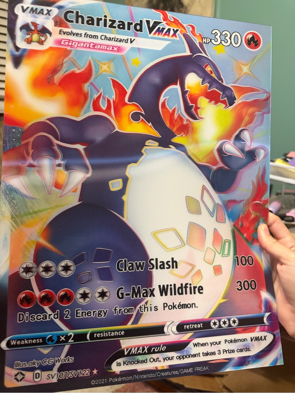 Charizard Vmax 3D Holographic Lenticular poster